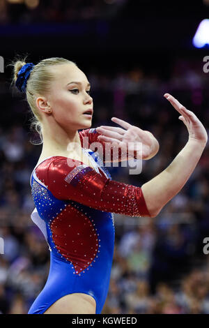 2017 Coppa del Mondo di ginnastica. L'Arena O2.Sabato, 8 aprile 2017. Donna della concorrenza .Angelina MELNIKOVA Foto Stock