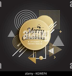 Abstract meryy natale gold circle modello geometrico design e background. utilizzare per il design moderno, coperchio, modello, decorate, brochure, volantini, gree Illustrazione Vettoriale