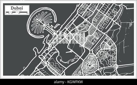 Dubai EMIRATI ARABI Mappa in stile retrò. Illustrazione Vettoriale. Illustrazione Vettoriale