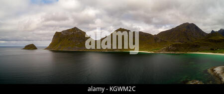 Haukland spiaggia su isole Lofoten in Norvegia Foto Stock