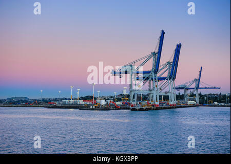 Pontile nel porto di Auckland in Nuova Zelanda Foto Stock