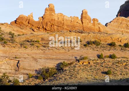 Scogliere rocciose nei pressi di Moab, Utah, Stati Uniti d'America. Foto Stock