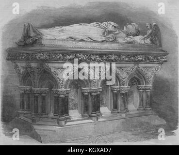 Signora John maniere monumento nella cappella mortuaria della Chiesa Rawsley 1861. Il Illustrated London News Foto Stock