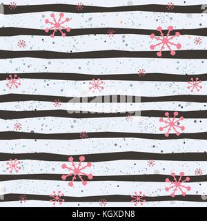 Disegnato a mano senza giunture floreali pattern a strisce su sfondo. illustrazione vettoriale Illustrazione Vettoriale