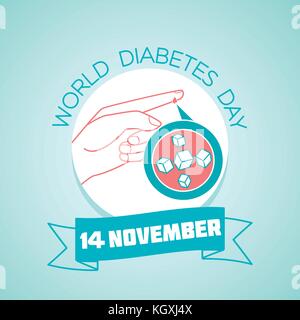 Calendario per ogni giorno il 14 novembre. bigliettino. vacanza - La Giornata mondiale del diabete. Icona in stile lineare Illustrazione Vettoriale