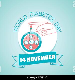 Calendario per ogni giorno il 14 novembre. bigliettino. vacanza - La Giornata mondiale del diabete. Icona in stile lineare Illustrazione Vettoriale