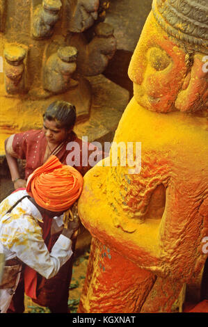 Tempio khandoba, jejuri di Pune, Maharashtra, India, Asia Foto Stock