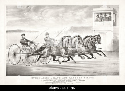 Vecchia illustrazione di un cavallo trotto carri. Da Cameron, publ in New York, ca. 1870 Foto Stock