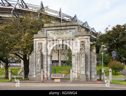 Accanto a Murrayfield, uno stadio sportivo, è un memoriale di guerra per 'il rugby scozzese degli uomini che hanno dato la loro vita nelle due guerre mondiali. Foto Stock