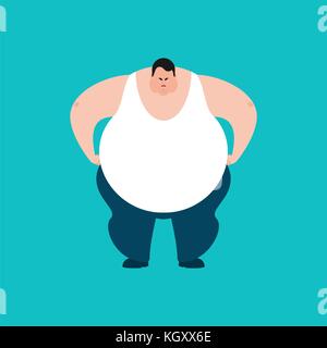Fat arrabbiato. stout guy male gli Emoji. grande uomo aggressivo. illustrazione vettoriale Illustrazione Vettoriale