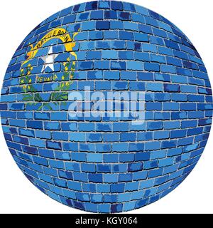 Sfera con bandiera nevada - illustrazione, nevada bandiera sfera in mattoni in stile grunge astratto mattone bandiera del Nevada in cerchio Illustrazione Vettoriale