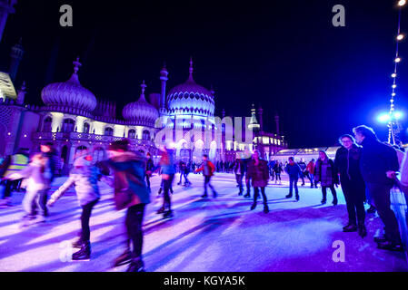 Il Royal Pavilion Pop Up Ice Rink a Brighton 2017 UK Foto Stock