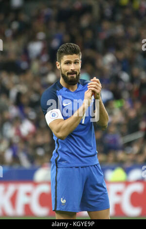 Parigi, Francia. Decimo Nov, 2017. Olivier Giroud durante il cordiale partita di calcio tra la Francia e il Galles allo Stade de France. Credito: SOPA/ZUMA filo/Alamy Live News Foto Stock