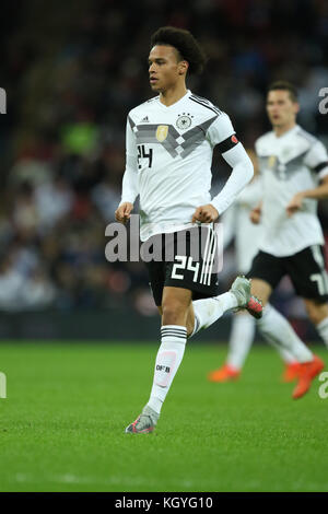 Londra, Regno Unito. Decimo nov, 2017. leroy sane della Germania in Inghilterra e Germania amichevoli internazionali allo stadio di Wembley, Londra, il 10 novembre 2017. * * Questa foto è per il solo uso editoriale** credito: Paolo marriott/alamy live news Foto Stock