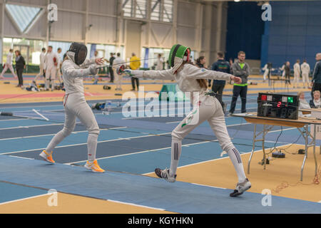 Dublino, Irlanda. 11 Nov 2017. Irish Open con satellite World Cup - il credito epee maschile: Fabrice Jolivet/Alamy Live News Foto Stock