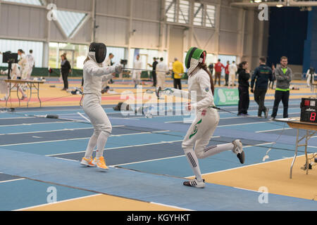 Dublino, Irlanda. 11 Nov 2017. Irish Open con satellite World Cup - il credito epee maschile: Fabrice Jolivet/Alamy Live News Foto Stock