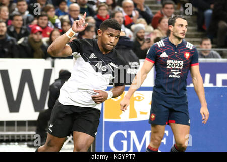 Parigi, Francia. Xi Nov, 2017. Waisake Naholo durante la International test match tra Francia e Nuova Zelanda a Stade de France. Credito: SOPA/ZUMA filo/Alamy Live News Foto Stock