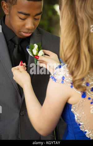 Diversi giovani ragazzi tenetevi pronti per la PROM. Foto Stock