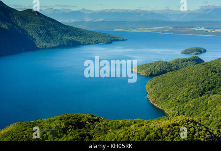 Antenna del Lago Te Anau, fjordlands, Isola del Sud, Nuova Zelanda Foto Stock