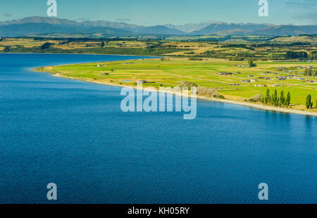 Antenna del Lago Te Anau, fjordlands, Isola del Sud, Nuova Zelanda Foto Stock