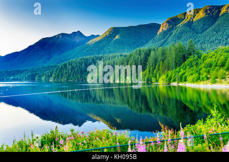 Il Capilano serbatoio Diga lago montagne verdi vancouver British Columbia canada Pacific Northwest Foto Stock