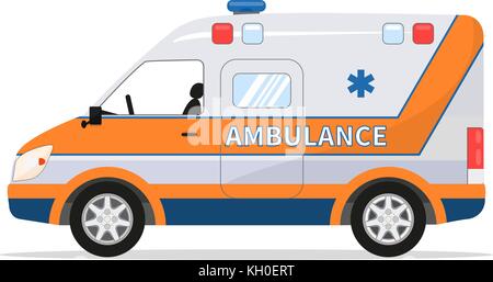 Vector cartoon van medical car, ambulanza veicolo Illustrazione Vettoriale