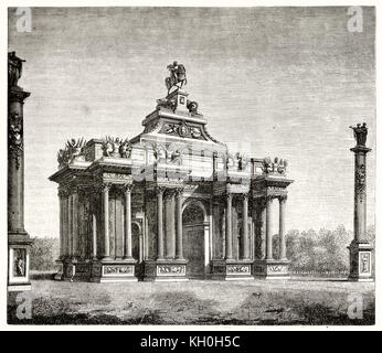 Arco trionfale disegnato da Charles Perrault durante Louis XIV età e mai fatto. Publ. su Magasin pittoresco, Parigi, 1847 Foto Stock