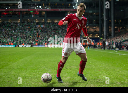 Danimarca, Copenaghen - 11 novembre 2017. Christian Eriksen (10) della Danimarca ha visto durante la partita dei Mondiali tra Danimarca e Irlanda a Telia Parken a Copenaghen. Foto Stock