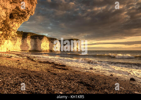 Flamborough Head Beach sulla costa dello Yorkshire Foto Stock