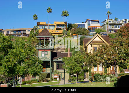 Case vittoriane in old town historic park, San Diego, California. Foto Stock