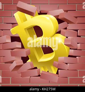 Bitcoin Breaking Wall concetto Illustrazione Vettoriale