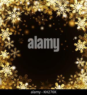 Oro Natale Snowflakes sfondo Illustrazione Vettoriale