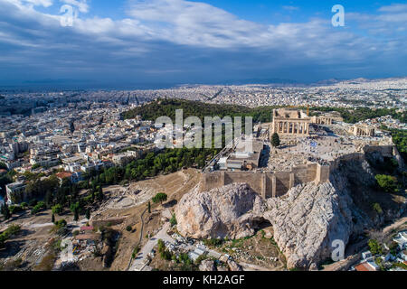 Vista aerea del Partenone e Acropoli di Atene, Grecia Foto Stock