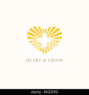 Design del logo Heart and Cross Vector Illustrazione Vettoriale