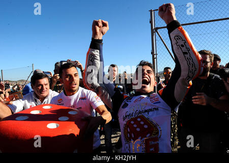 Valencia, Spagna. 12 novembre 2017. #93 Marc Marquez (spagnolo) Repsol Honda Team Honda campione del mondo di MotoGP durante la giornata di gara del Gran Premio Motul de la Comunitat Valenciana, circuito di Ricardo Tormo, Valencia, Spagna. Sabato 12 novembre 2017. Crediti: Gtres Información más Comuniación on line, S.L./Alamy Live News Foto Stock