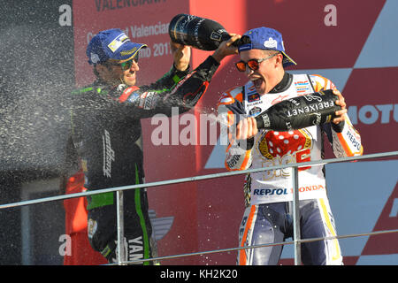 Valencia, Spagna. 12 novembre 2017. #93 Marc Marquez (spagnolo) Repsol Honda Team Honda campione del mondo di MotoGP durante la giornata di gara del Gran Premio Motul de la Comunitat Valenciana, circuito di Ricardo Tormo, Valencia, Spagna. Sabato 12 novembre 2017. Crediti: Gtres Información más Comuniación on line, S.L./Alamy Live News Foto Stock