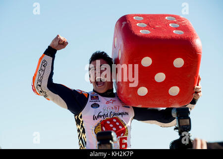 Valencia, Spagna. 12 novembre 2017. #93 Marc Marquez (spagnolo) Repsol Honda Team Honda campione del mondo di MotoGP durante la giornata di gara del Gran Premio Motul de la Comunitat Valenciana, circuito di Ricardo Tormo, Valencia, Spagna. Sabato 12 novembre 2017. Crediti: Gtres Información más Comuniación on line, S.L./Alamy Live News Foto Stock