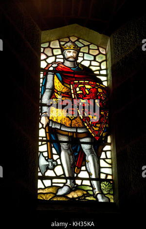 Finestra all'interno del Wallace Monument, Stirling, Scozia, Gran Bretagna Foto Stock