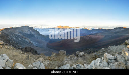 Caldera del Vulcano Haleakala (Maui, Hawaii) al tramonto. Foto Stock