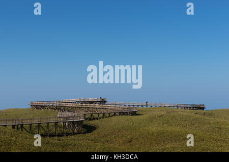 Il Boardwalk per gli escursionisti a Shiretoko andare Ko laghi (Shiretoko cinque laghi), Shari, Hokkaido, Giappone Foto Stock