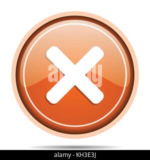 Annulla rotondo arancione web e telefono cellulare icona vettoriale in formato eps 10 su sfondo bianco con ombra Illustrazione Vettoriale