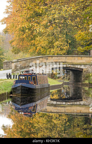 Autunno in Llangollen Canal vicino a Trevor, Denbighshire, Galles del Nord, Regno Unito Foto Stock