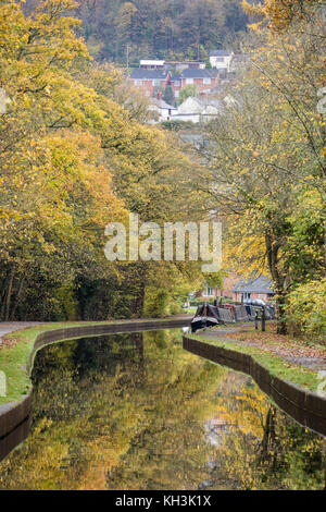 Autunno in Llangollen Canal vicino a Trevor, Denbighshire, Galles del Nord, Regno Unito Foto Stock