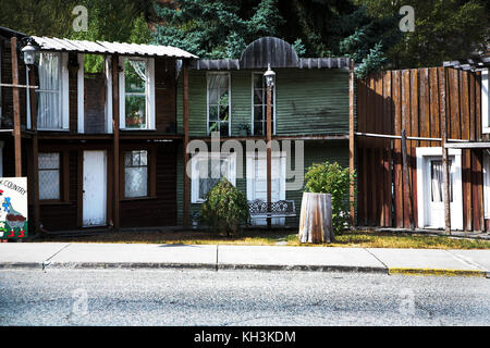 Greenwood è una città mineraria nel sud della British Columbia nella Okanagan Valley Canada noto per il suo retro-art deco e western edifici e facciate di edifici Foto Stock