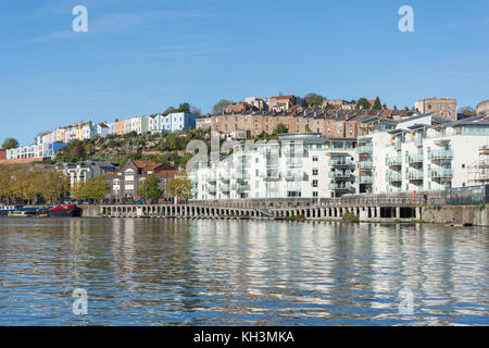 Riverside Appartamenti e case, Floating Harbour, Harbourside, Bristol, Inghilterra, Regno Unito Foto Stock