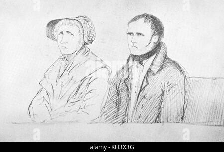 William burke e la sua legge comune moglie Helen mcdougal in tribunale per la loro parte nella Burke e Hare omicidi Foto Stock