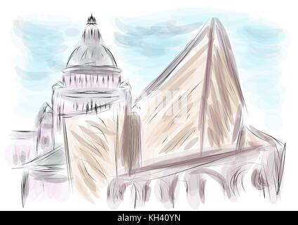 Belfast. illustrazione astratta della città su sfondo multicolore Illustrazione Vettoriale