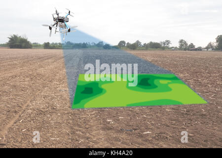 Drone per agricoltura, drone utilizzare per vari campi come analisi di ricerca, sicurezza,salvataggio, terreno la tecnologia di scansione, monitoraggio di idratazione del suolo ,yie Foto Stock