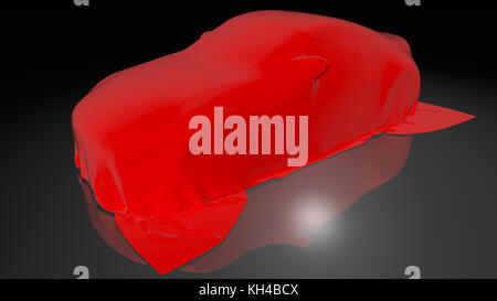 Macchina coperto con un panno. 3D render Foto Stock