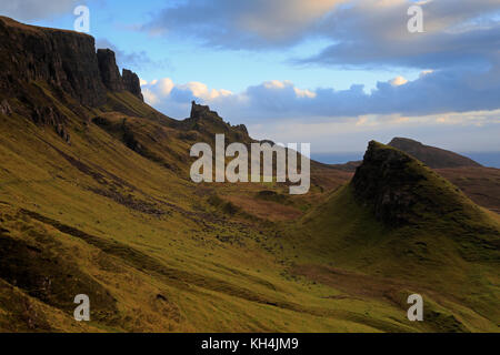 Vista della prigione nella quaraing isola di Skye Foto Stock